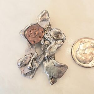 Rustic Sterling SILVER, Copper Pin Bpeo Signed b.p.e.o. Arizona Artist